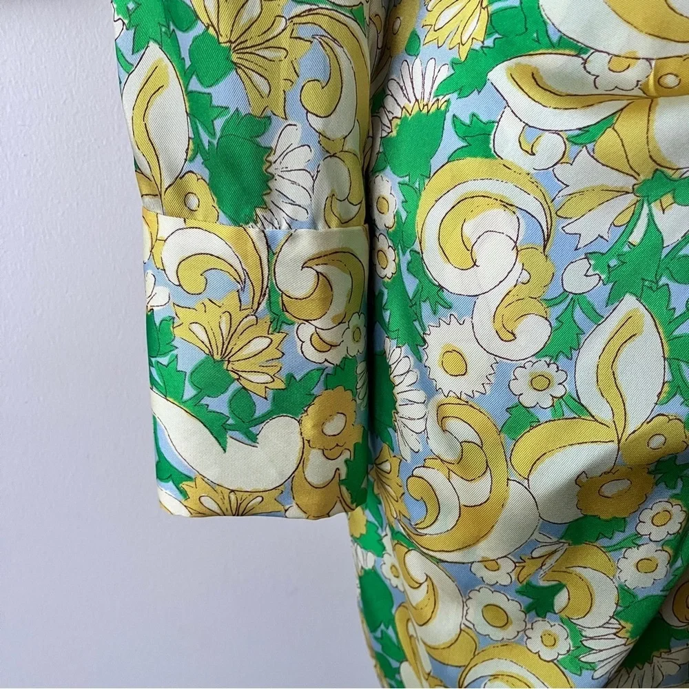 Zara Satin Wrap Yellow Green Floral Paisley Influencer  Baddie Mini Dress Size S